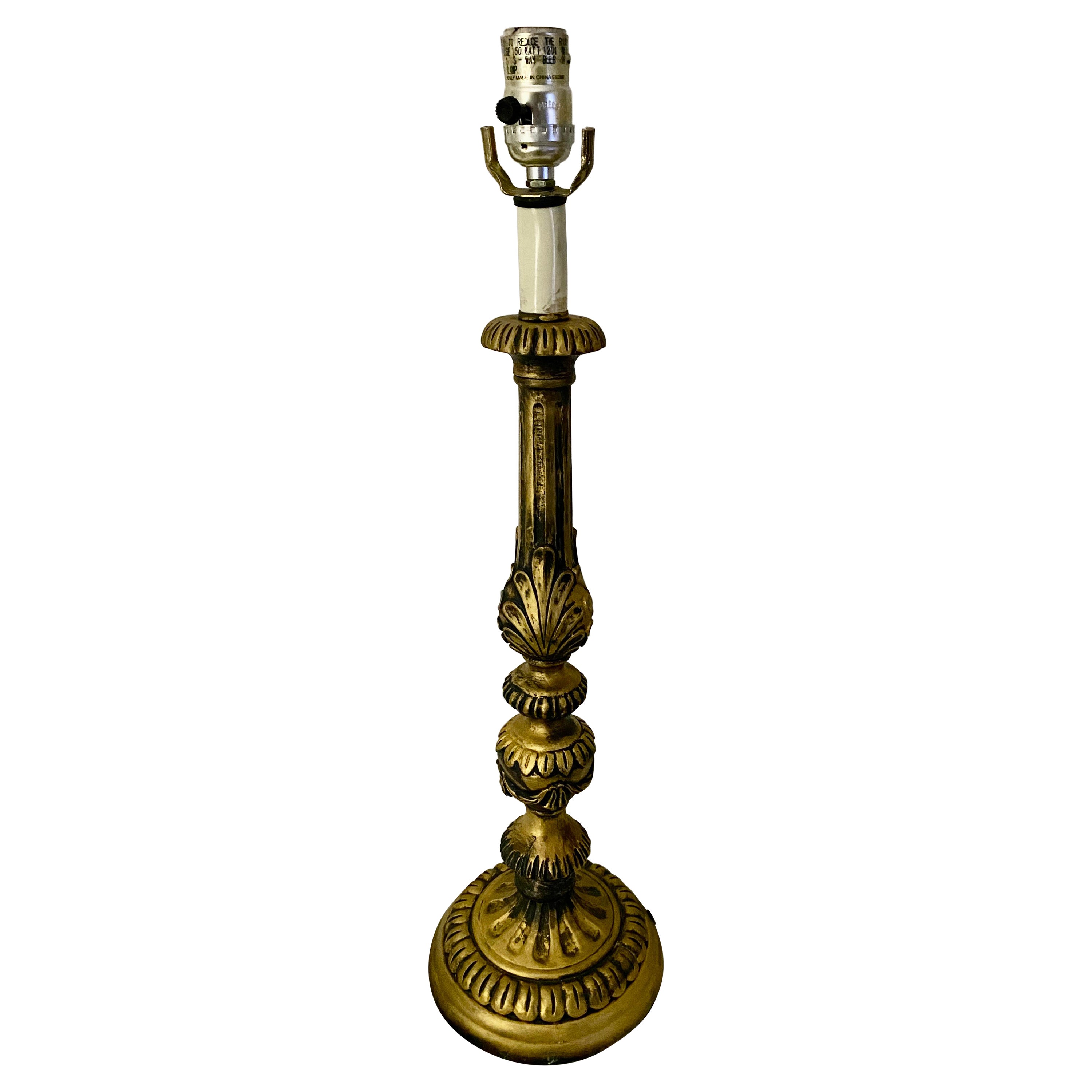 Baroque Style Giltwood Table Lamp For Sale