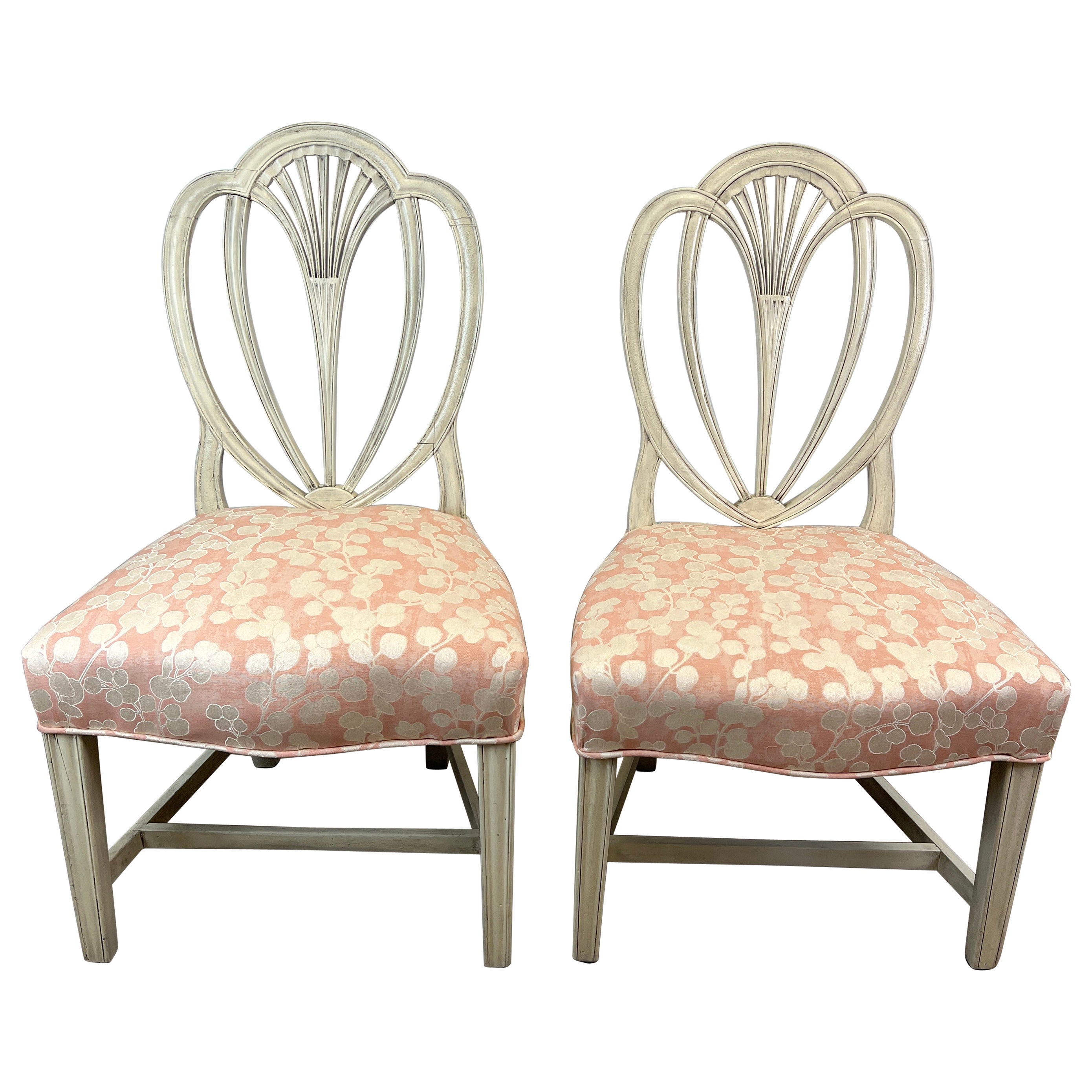 Pair of 18th Century American Mid-Atlantic Hepplewhite Arched Back Side Chairs