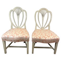 Antique Pair of 18th Century American Mid-Atlantic Hepplewhite Arched Back Side Chairs