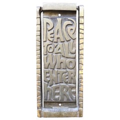 Mid Century Bronze Door Knocker "Peace to All Who Enter Here", 1969