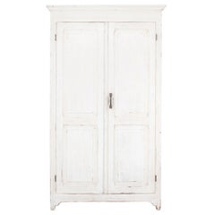 Antique 1900s Belgian White Wooden Armoire