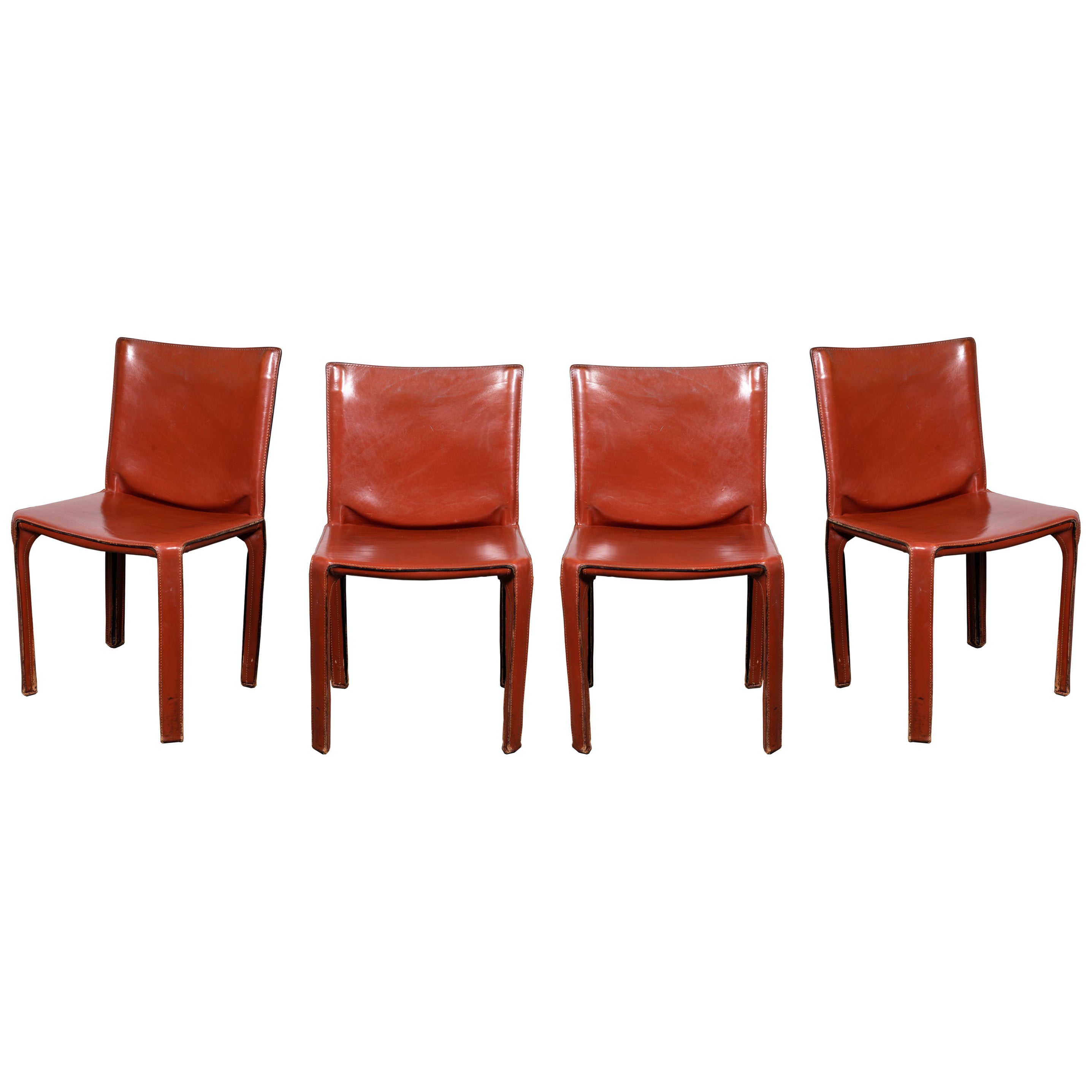 Mario Bellini CAB 412 Chairs in Cognac Leather for Cassina