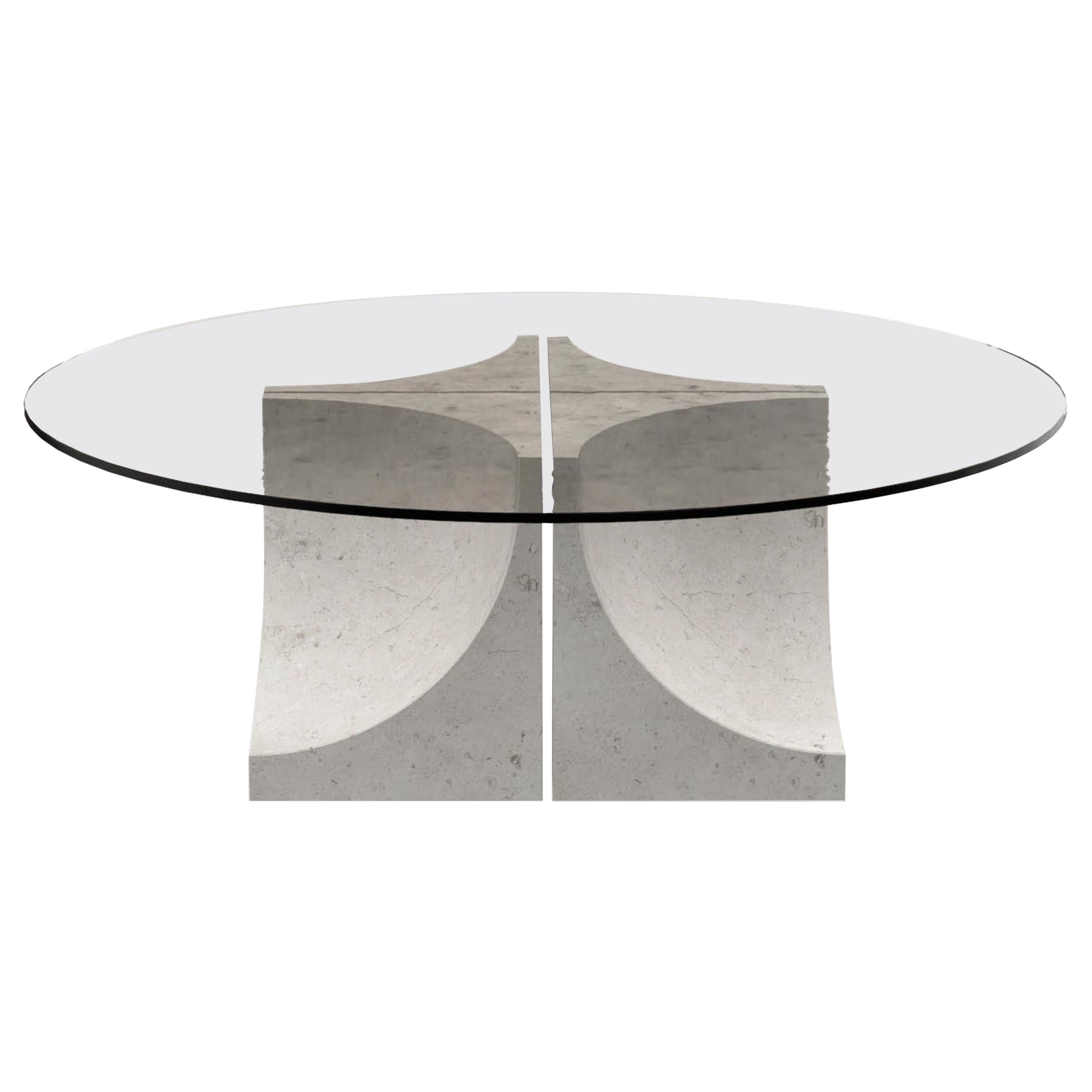 Contemporary Modern Edge Center Table in Marble & Glass by Collector Studio For Sale