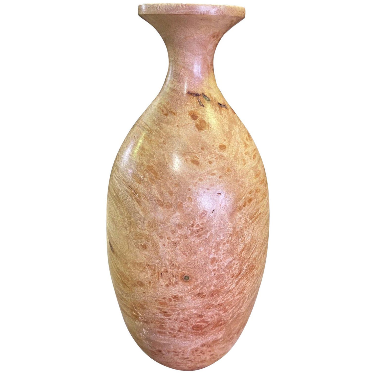 Bill Haskell Signed Carved Wood turned Maple Burl Wood Vase