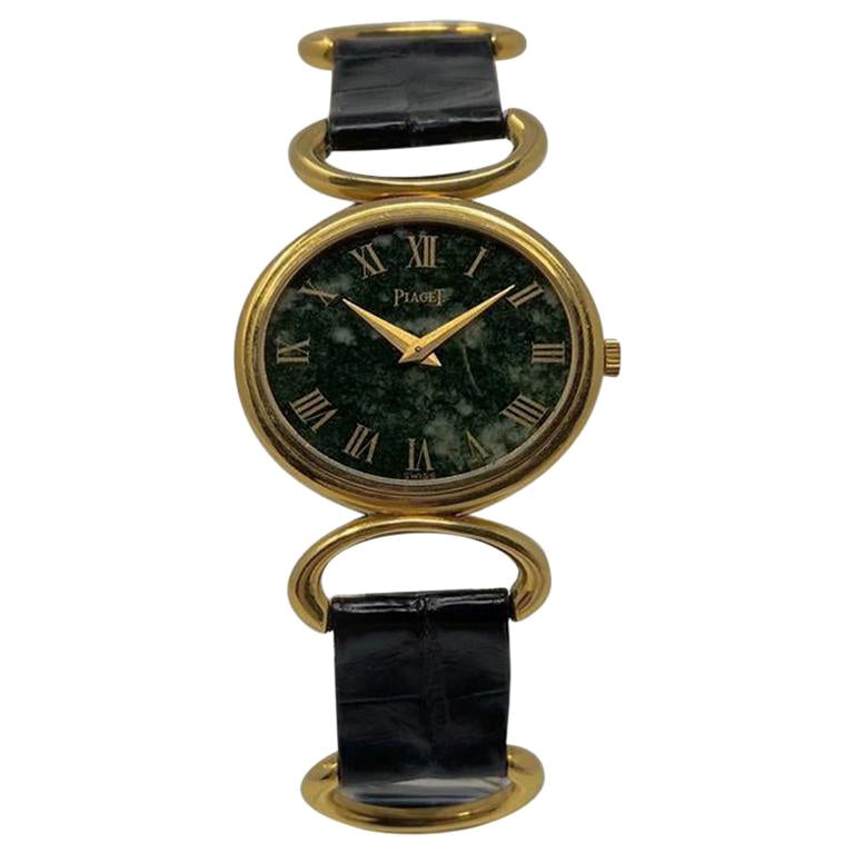 1970s Piaget Lady Watch in Gold and Jade For Sale