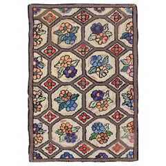 Outstanding Antique American Hooked Rug with All-Over Floral Design