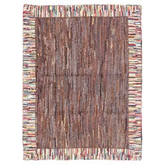 Antique American Hooked Rug with Colorful Variegated Design