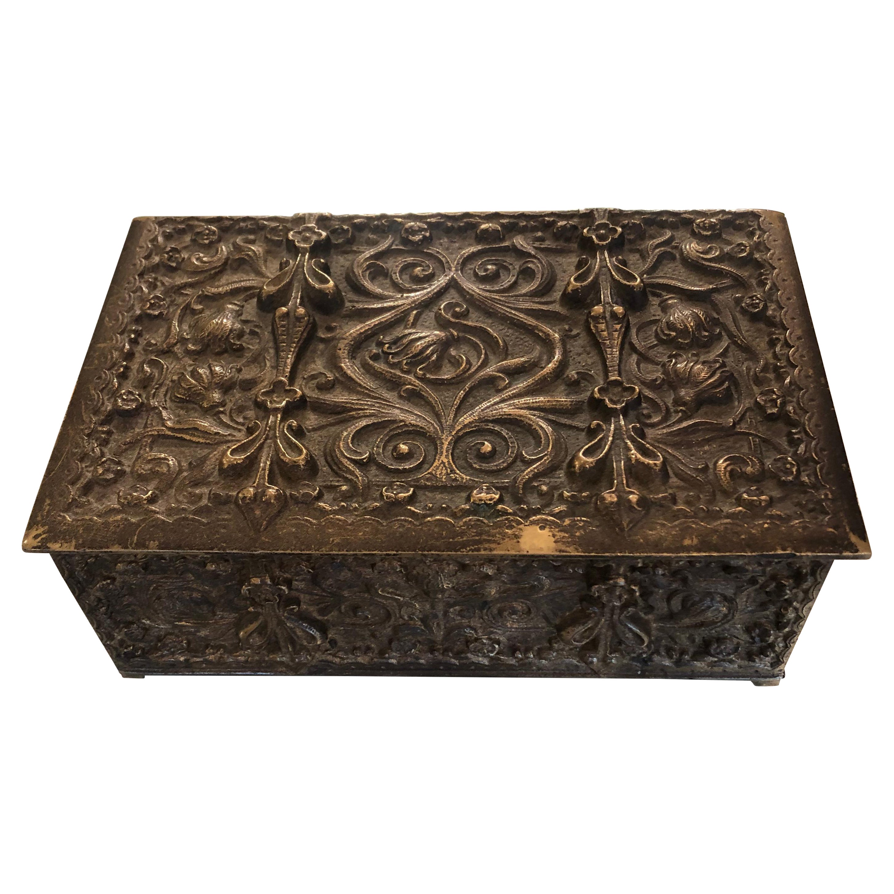 Gem of a Bronze Antique Jewelry Box