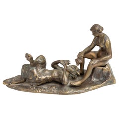 Antique Bronze Figural Group Erotic Scene in the Manner of Bergman