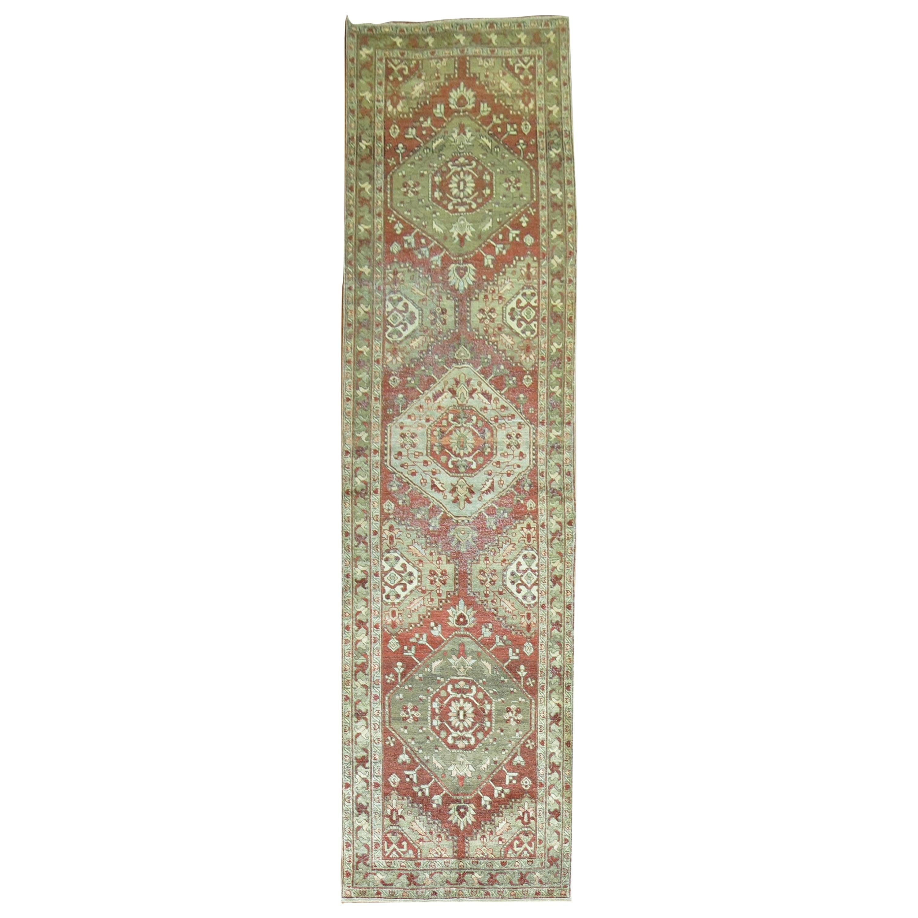 Zabihi Collection Rustic Antique Persian Heriz Runner