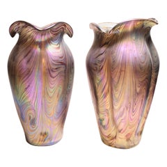 Paire de vases en verre Art Nouveau