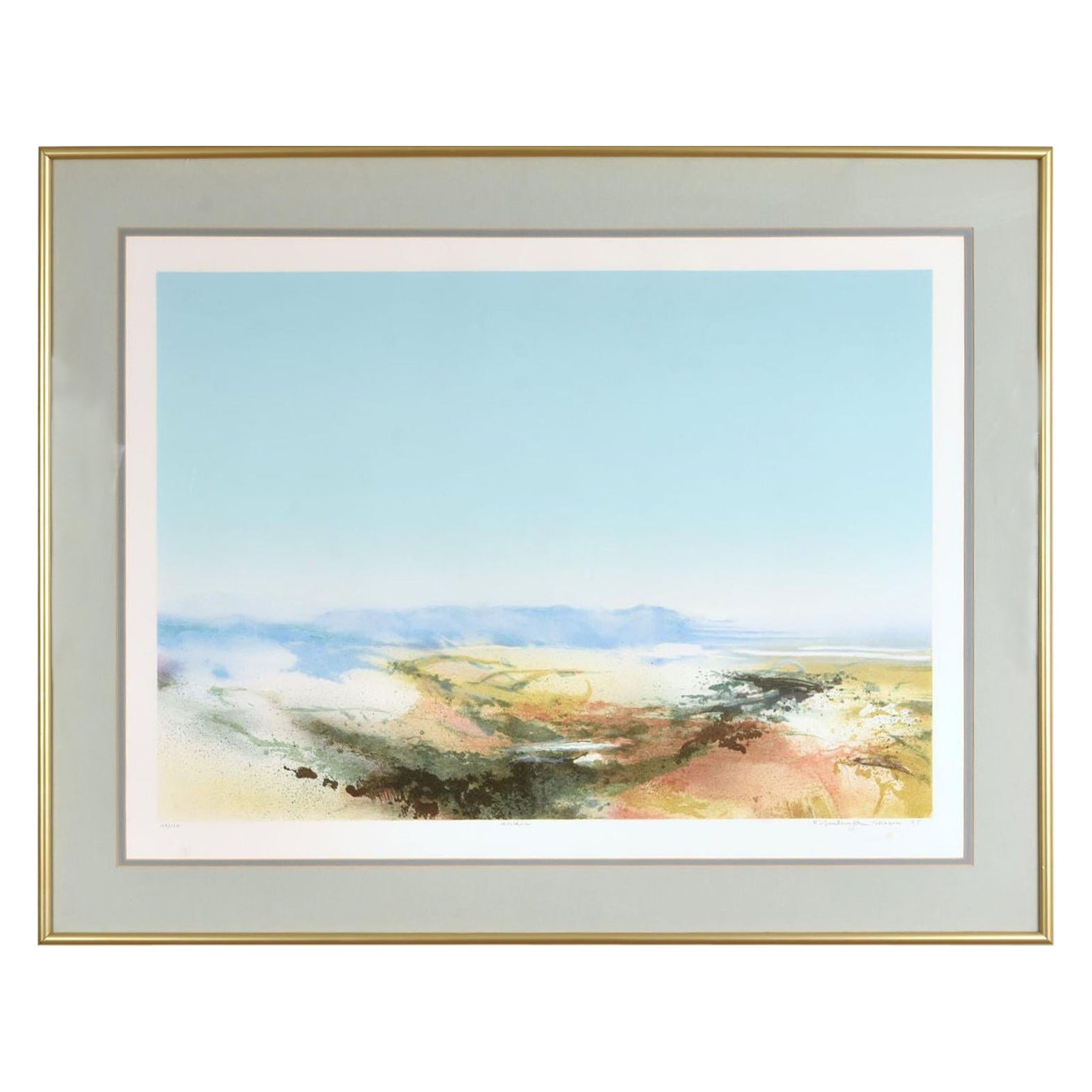 John Maxon Hi Rider Large Watercolor Abstract Landscape Aquatint Etching