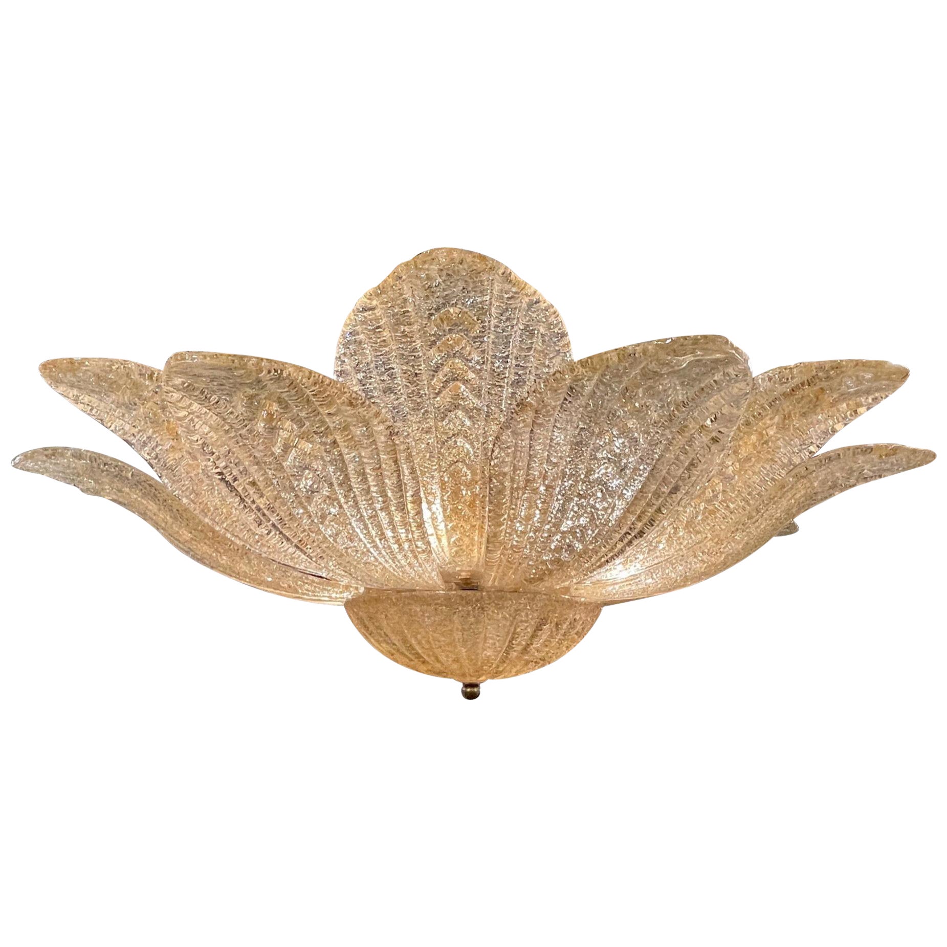 Muranoglas Blattgold Form Flush Mount Kronleuchter im Angebot