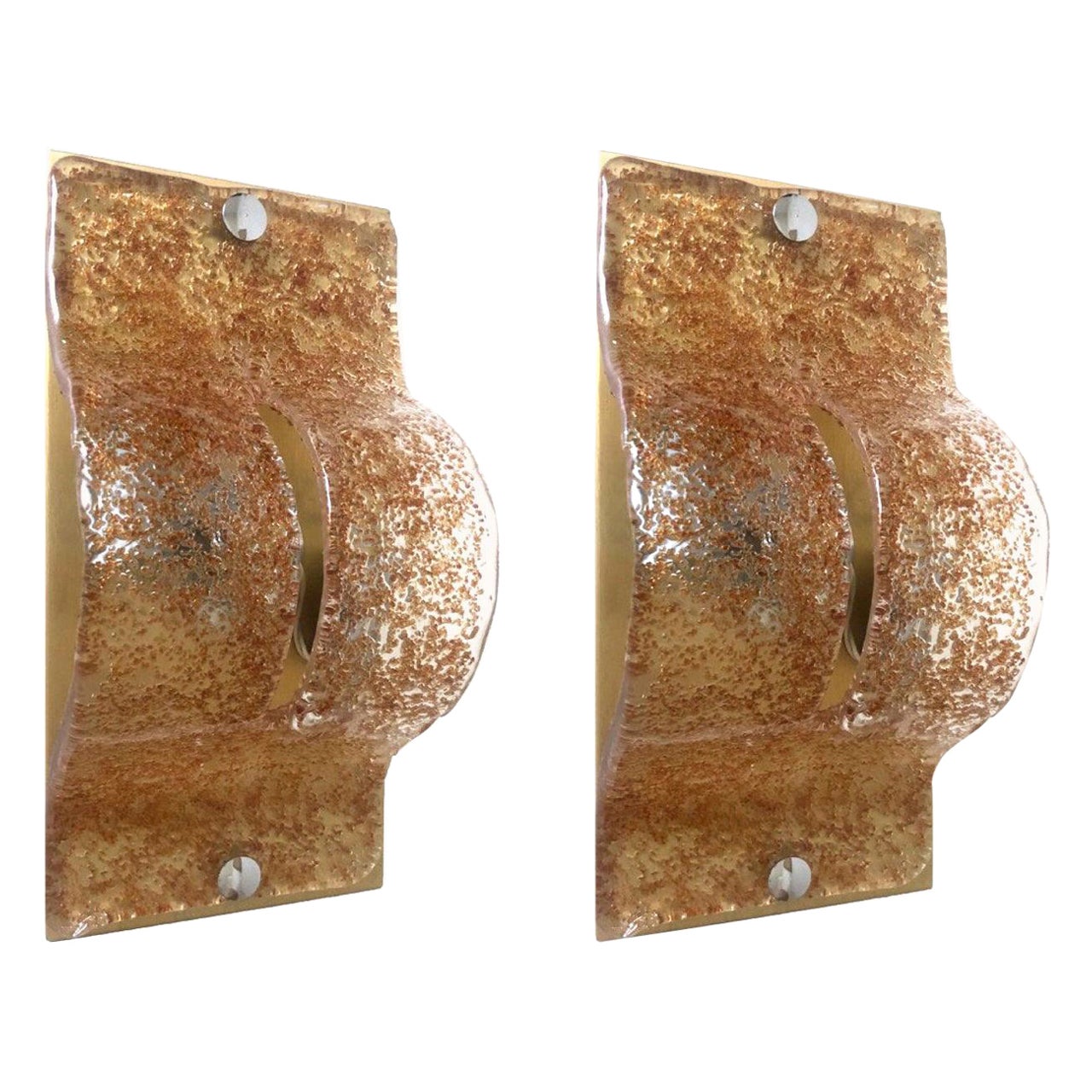 Pair of Italian Midcentury Caramel Murano Wall Sconces by Mazzega, 1970s