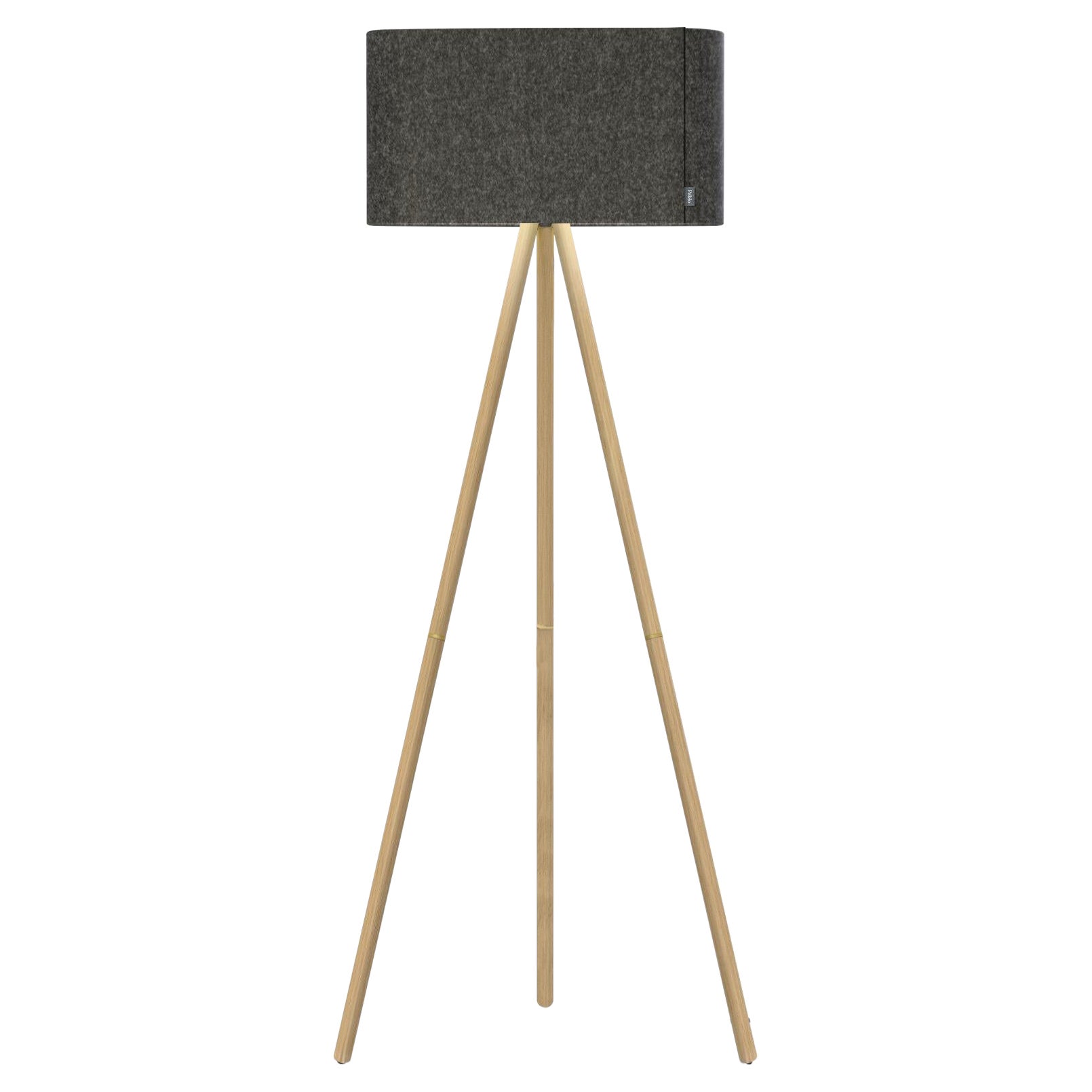 Belmont Floor Lamp in Charcoal with Oak Legs by Pablo Designs For Sale