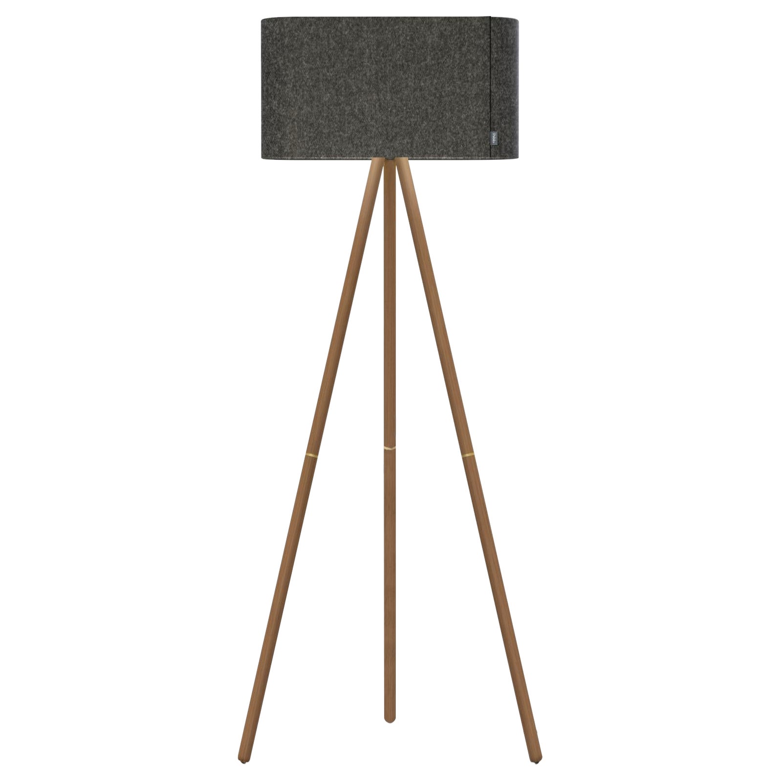 Belmont Floor Lamp in Charcoal with Walnut Legs by Pablo Designs For Sale