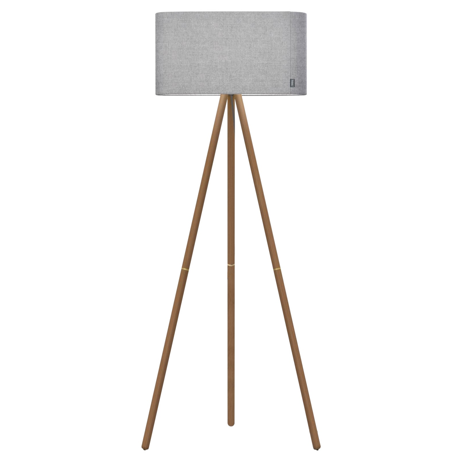 Belmont Floor Lamp in Silverdale with Walnut Legs by Pablo Designs For Sale