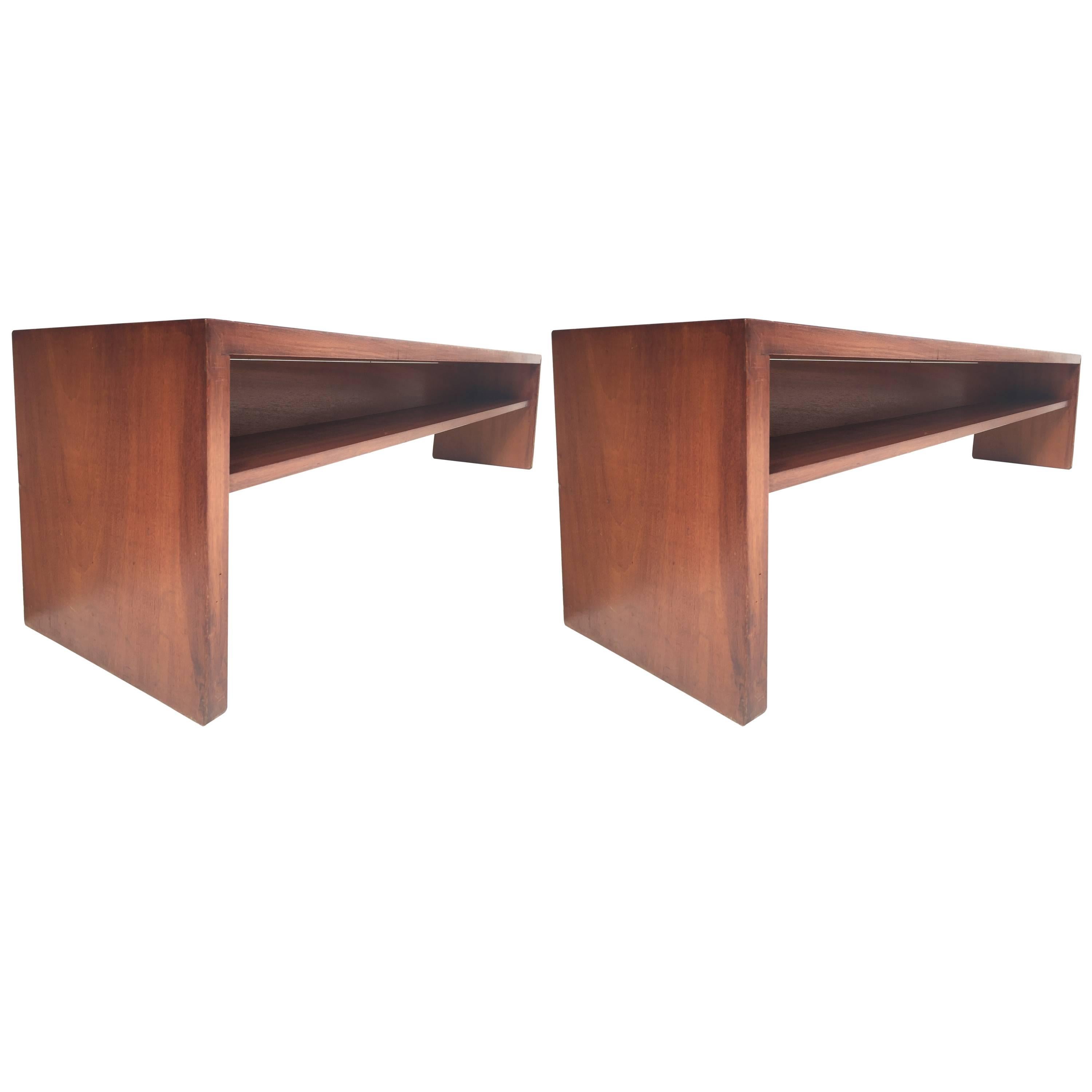 Unique Pair Solid Mahogany Church Benches by Dutch Architect Harry Nefkens, 1963