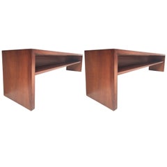 Unique Pair Solid Mahogany Church Benches by Dutch Architect Harry Nefkens, 1963