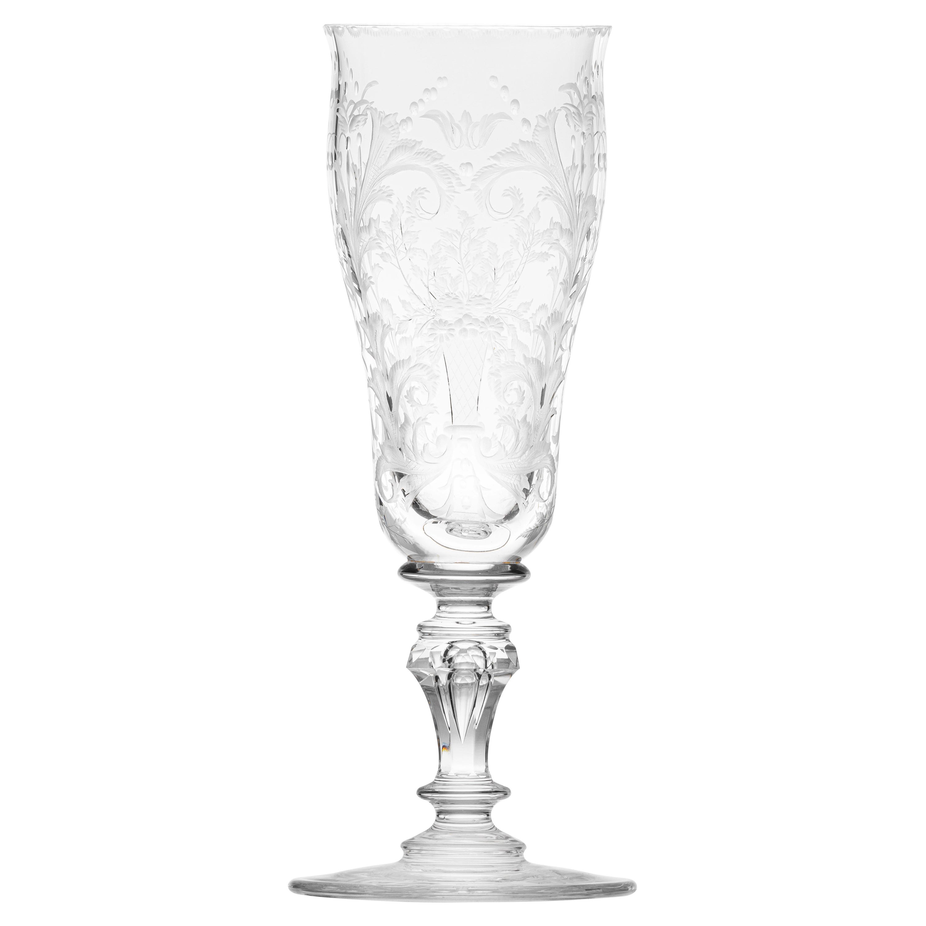 Baroque Style Champagne Flute Engraved, 4 oz For Sale