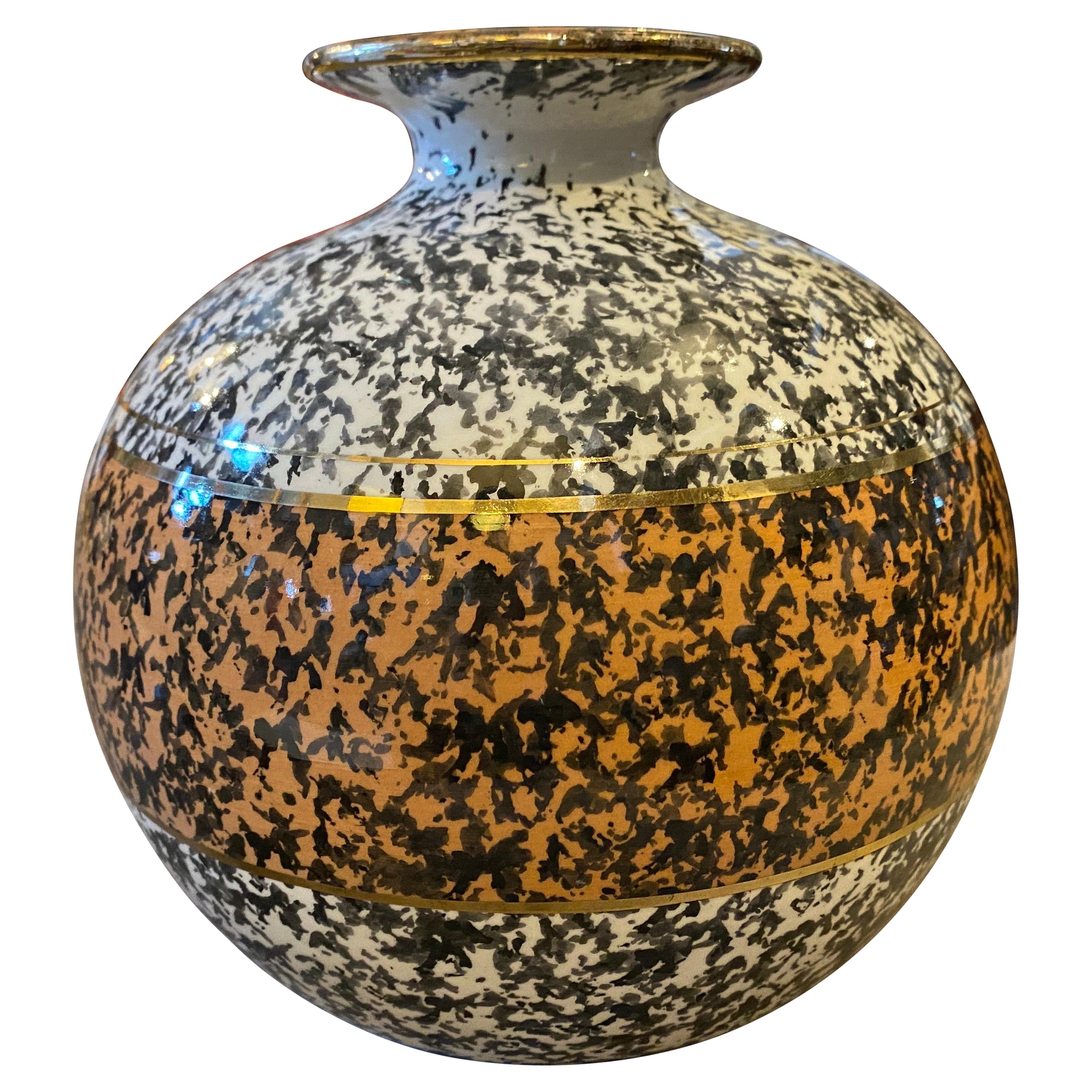 Vase italien rond en céramique mi-siècle moderne, années 1970