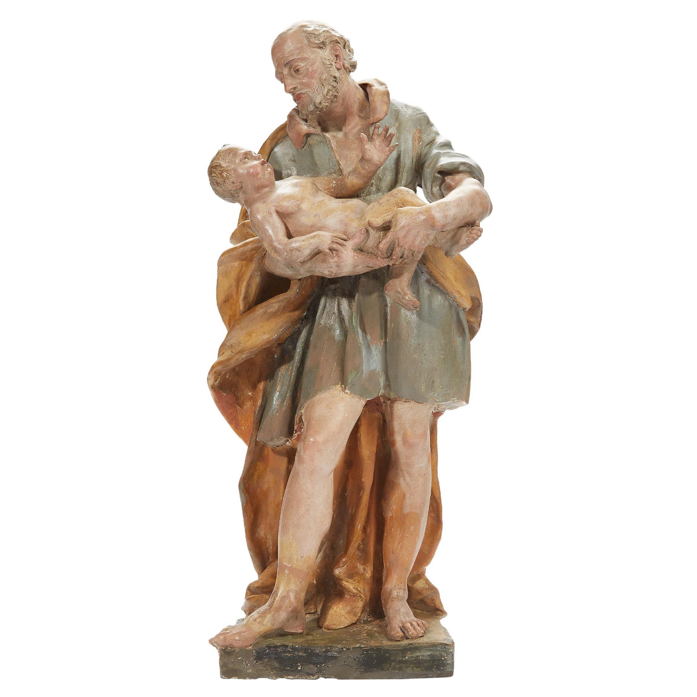 San Giuseppe con Bambino Terracotta Barocca Italiana XVIII Secolo da Pio A.G.