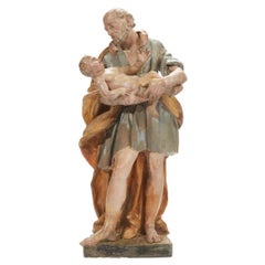 San Giuseppe con Bambino Terracotta Barocca Italiana Cerchia Bolognese di G. Pio