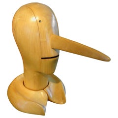 Geschnitzte Pinocchio-Skulptur aus Holz, Vintage