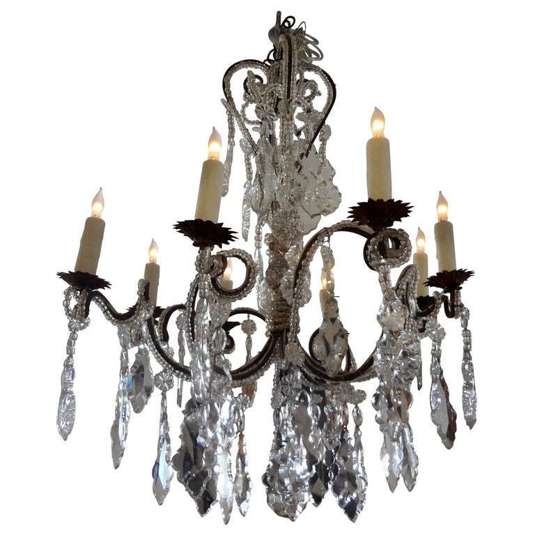 Antique Italian Beaded And Crystal Chandelier For At 1stdibs Antique Italian Beaded And Crystal, Antique Italian Crystal Chandelier