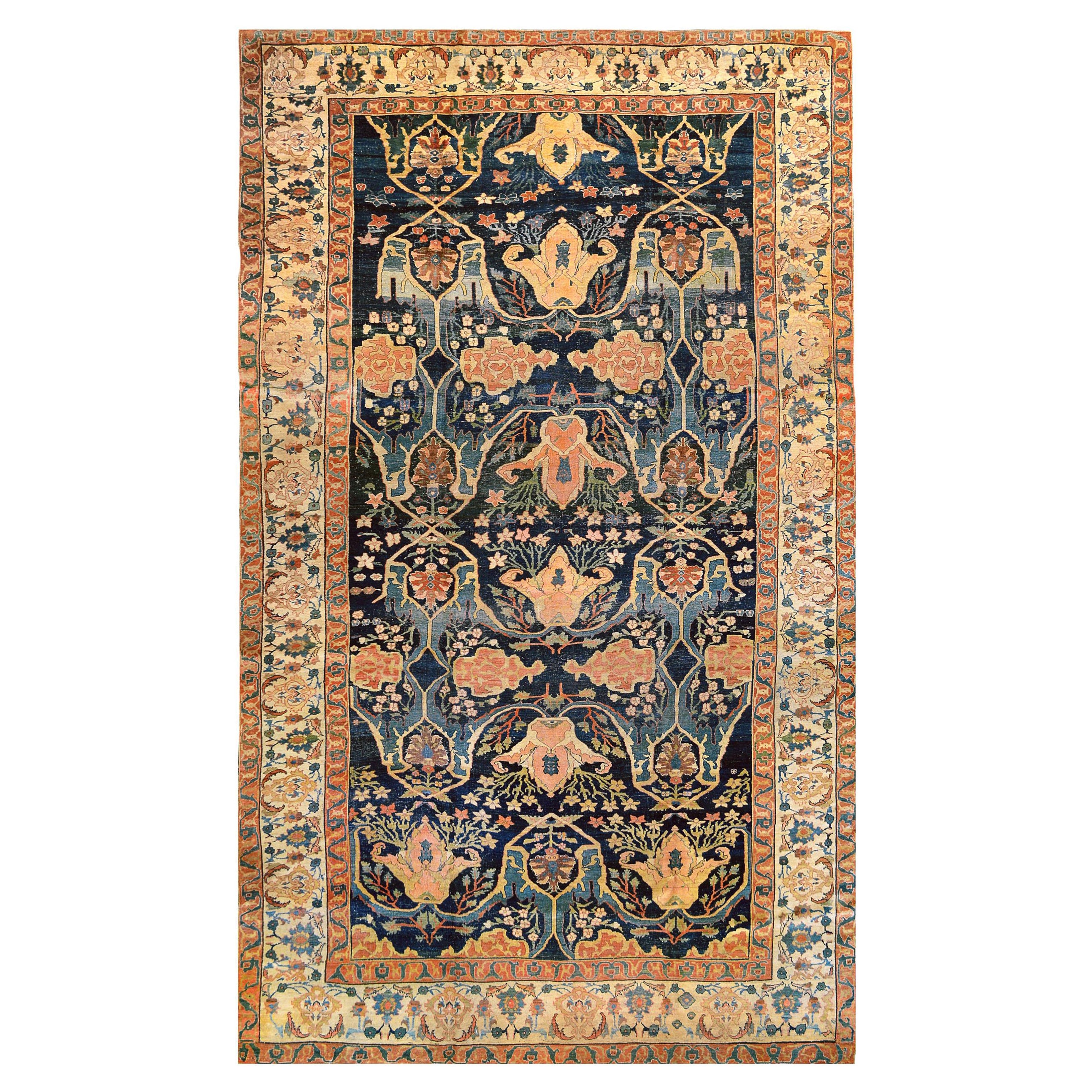 Late 19th Century Antique Floral Hand-woven Wool Bidjar Rug