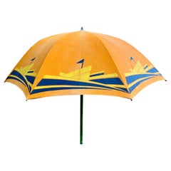 Art Deco Beach Umbrella with Steam Ship Motif