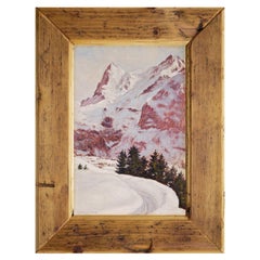 Oil Painting, Snowy Landscape Alps, G. Lindenmayer