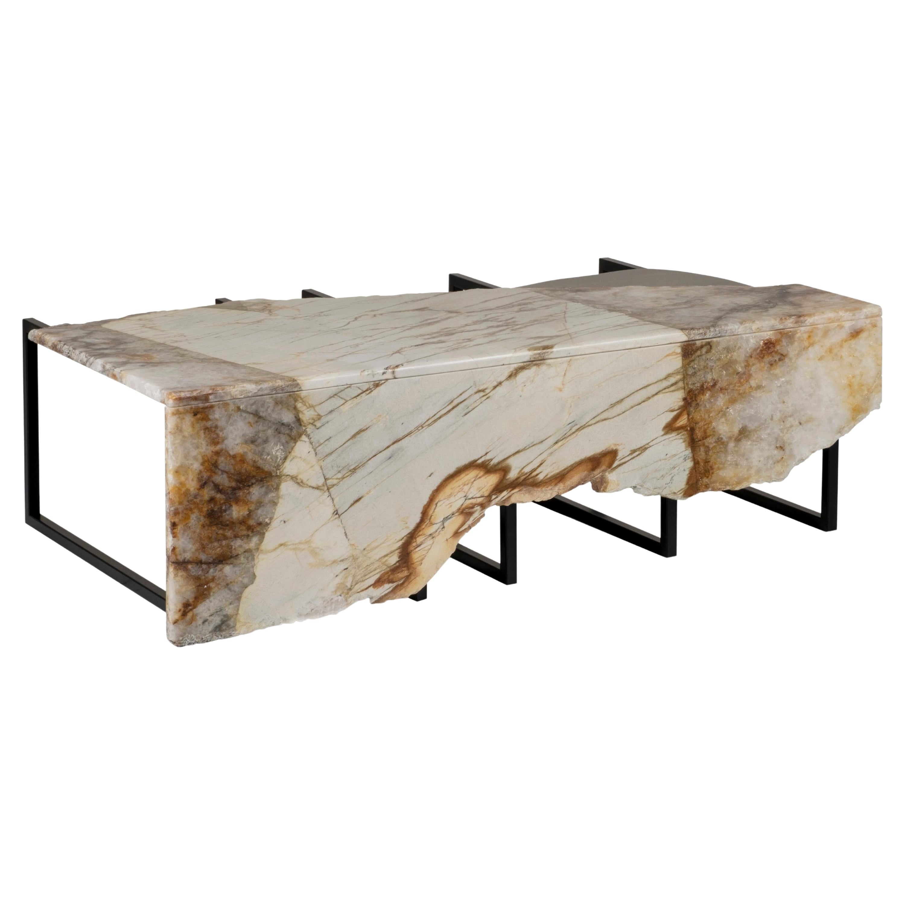 Modern Aire Coffee Table, Patagonia Stone, Handmade in Portugal by Greenapple For Sale