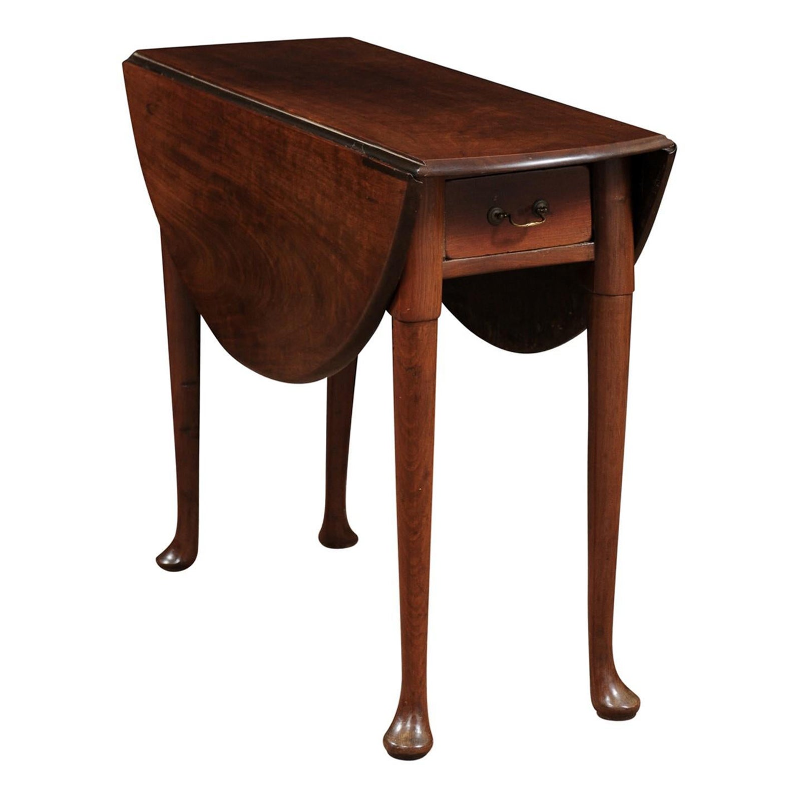Queen Anne Drop Leaf Table in Walnut with Pad Feet For Sale
