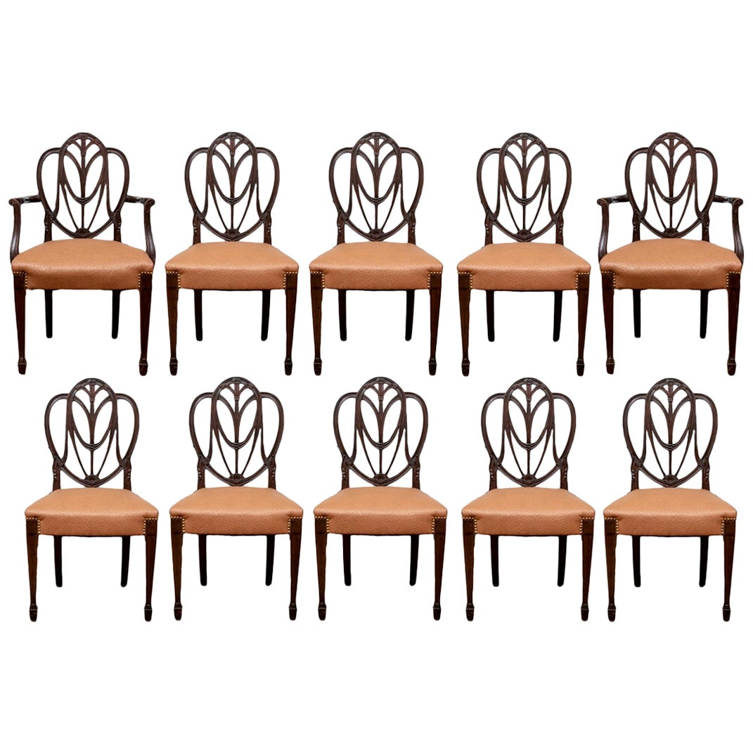 American Sheraton Set of 11 "Fancy" Painted Dining Chairs, New York For