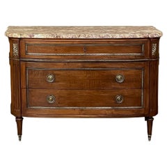 Antique French Louis XVI Commode in legno di noce con piano in marmo