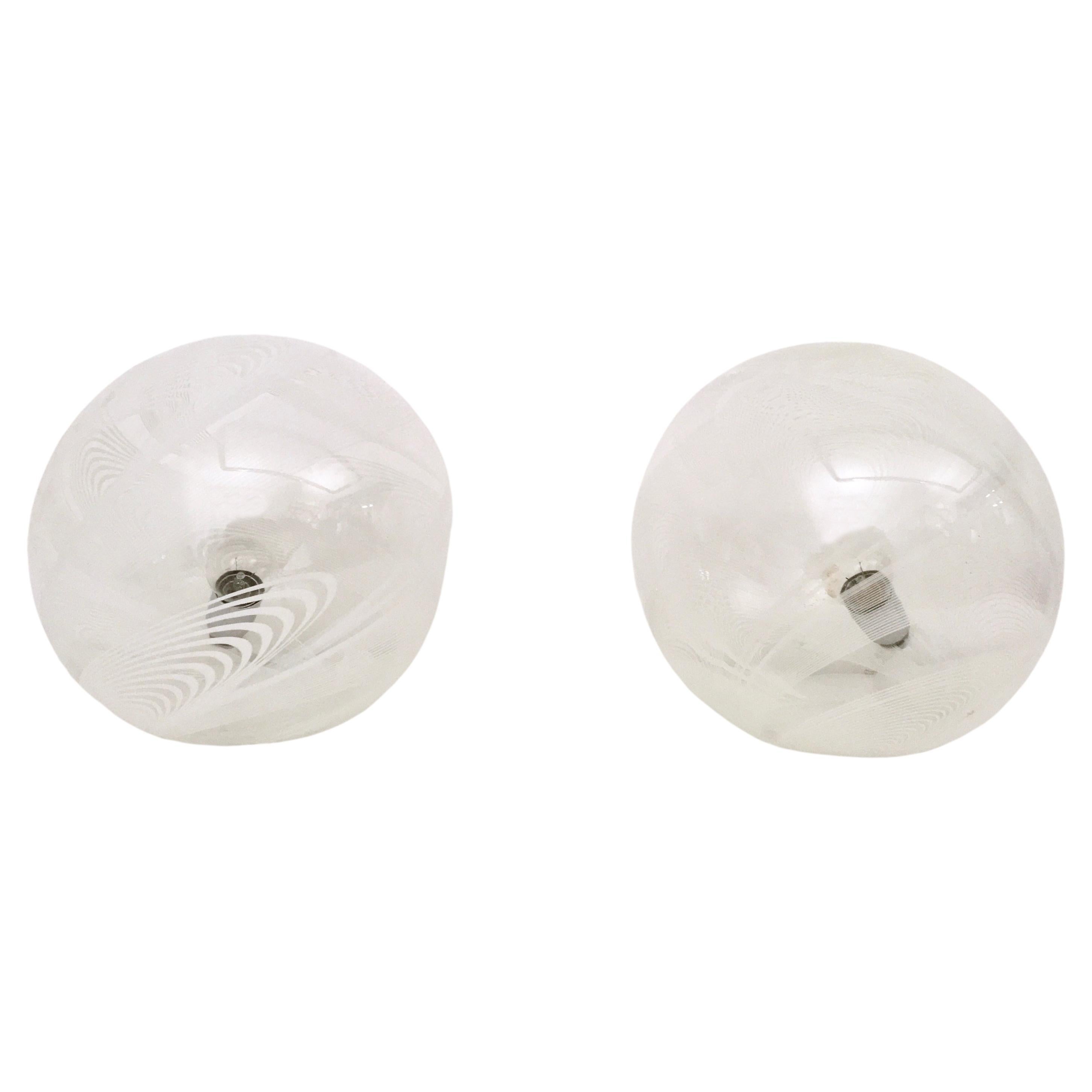 Postmoderne kugelförmige Glas-Tischlampen von Lino Tagliapietra für La Murrina, Paar im Angebot