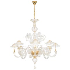 Murano Glass Chandelier with 24-Karat Gold and Pastoral Decorations, Italy