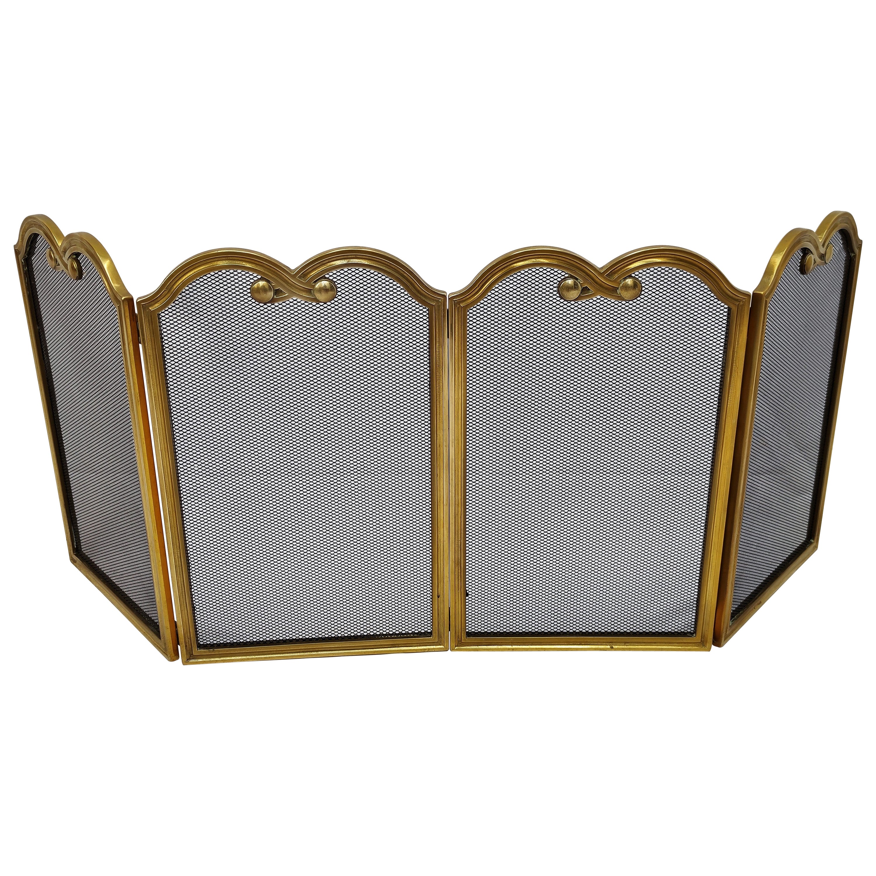 Art Deco Fireplace Brass Screen with 3D Modernist Design at 1stDibs