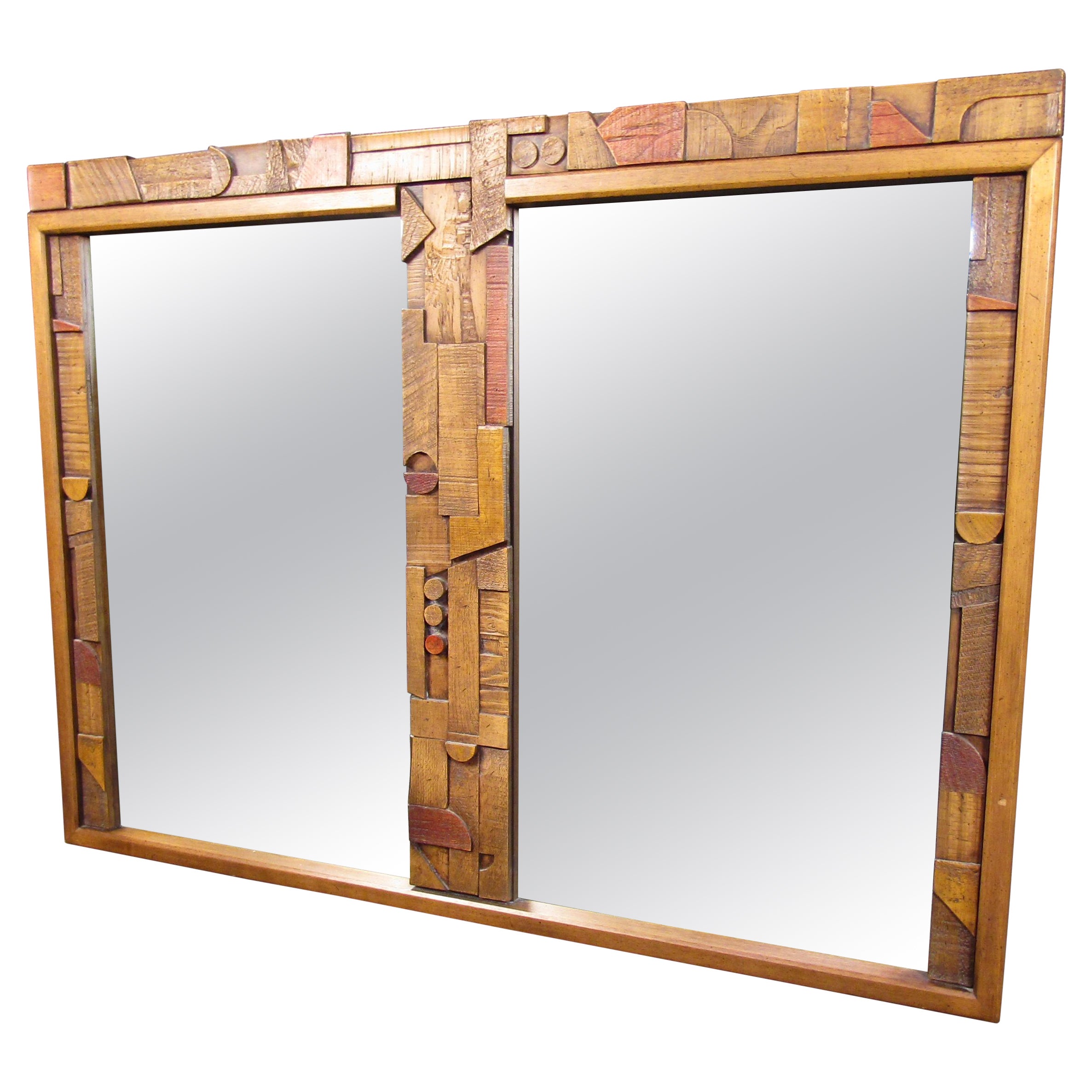 Vintage Brutalist Mirror by Lane Furniture