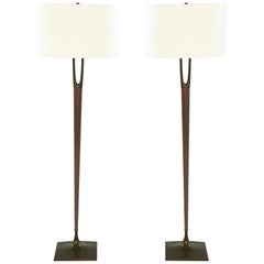 Pair of "Wishbone" Floor Lamps by Laurel, circa 1960s
