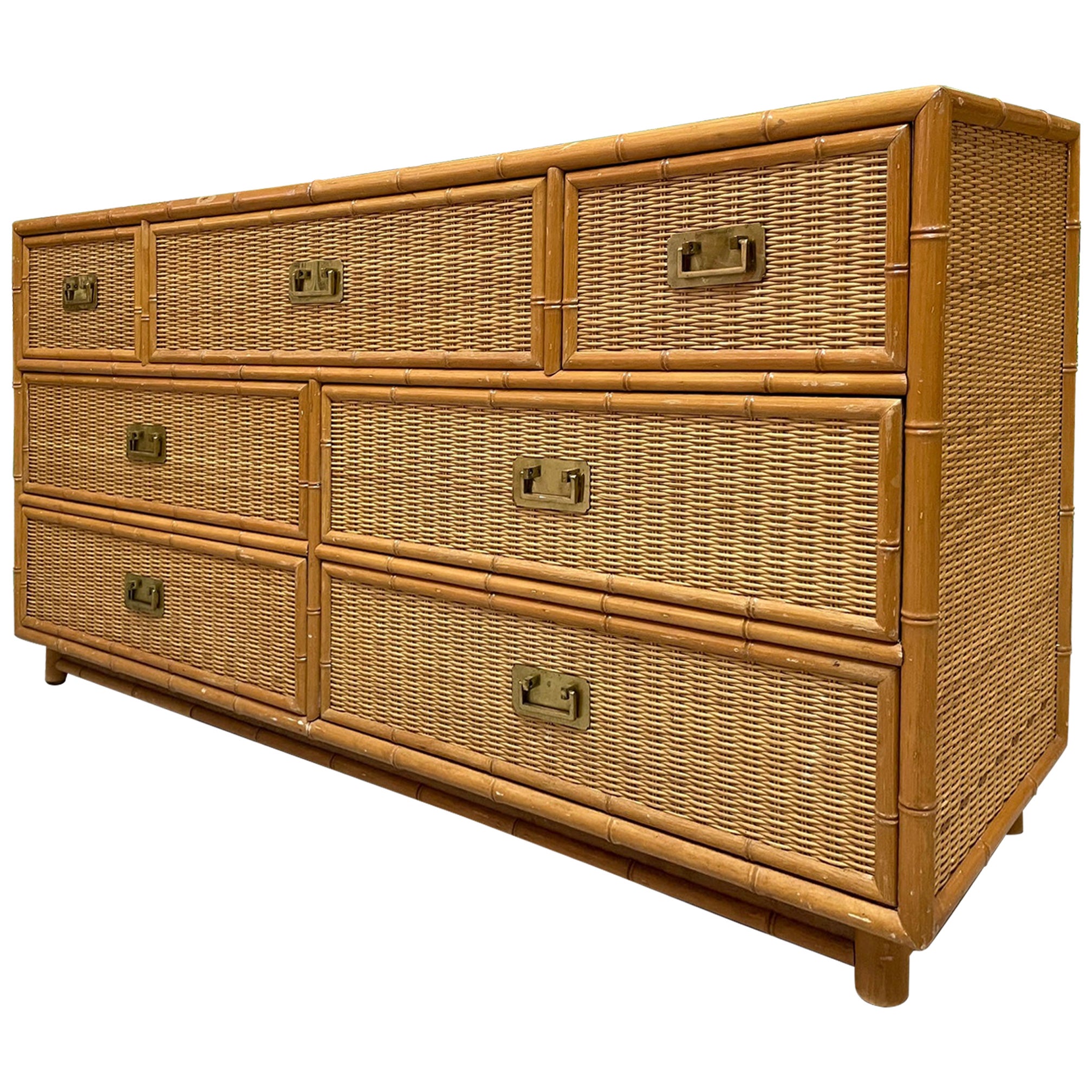 19th c. American Mirrored Faux Bamboo Dresser For Sale at 1stDibs
