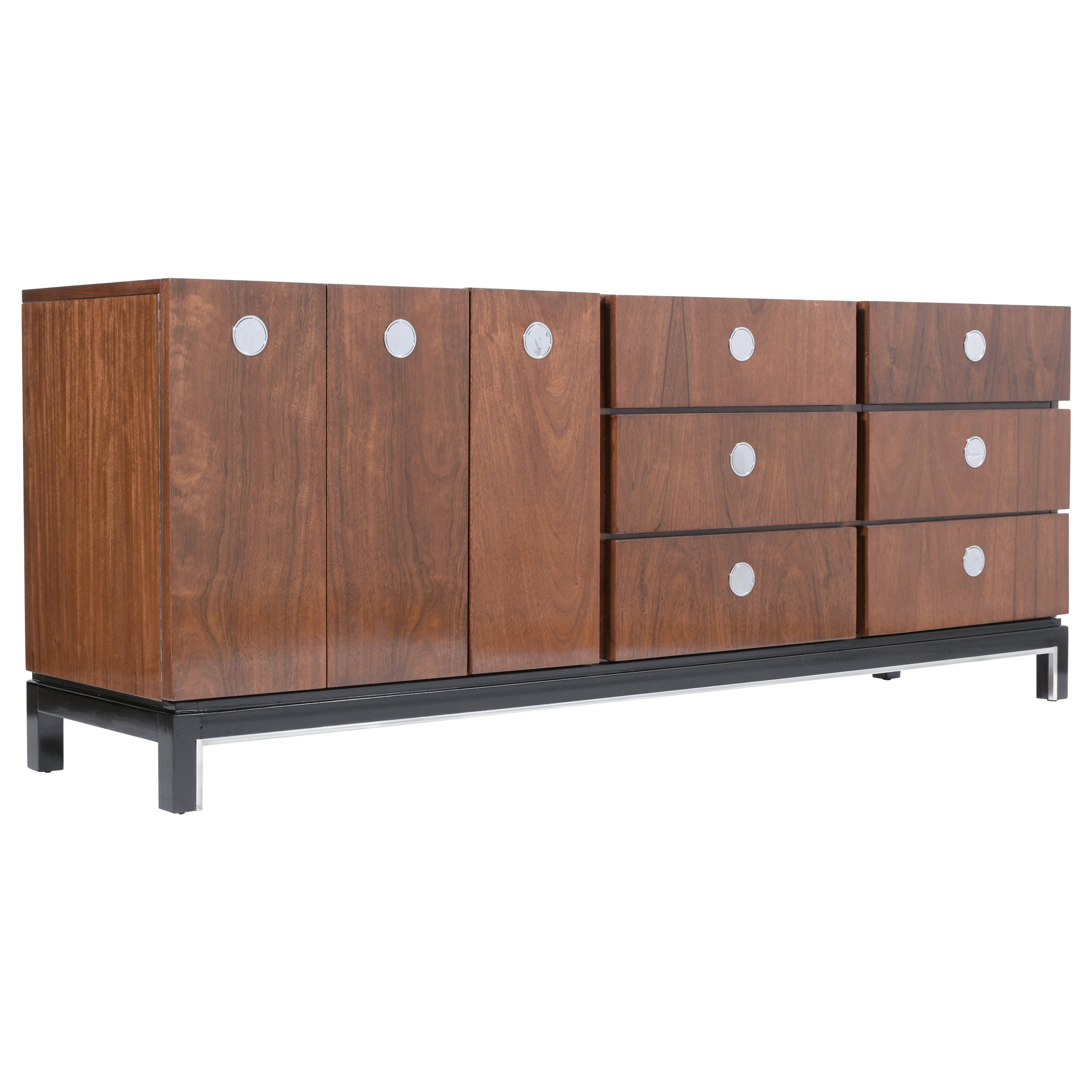 Unusual MidCentury Modern Walnut "L" Shaped Dresser For Sale at 1stDibs