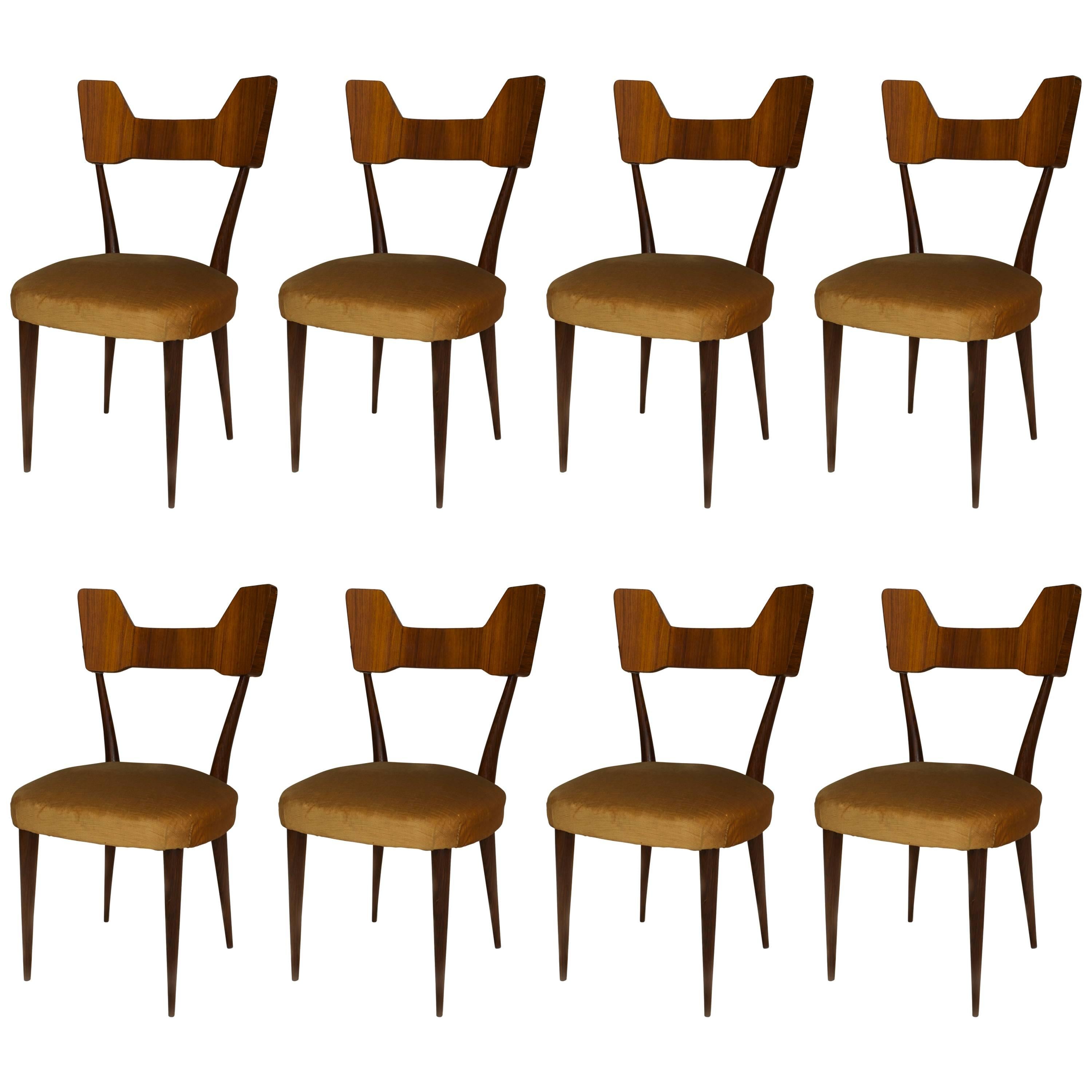 Set of Eight Mid-Century Modern Italian Rosewood Side Chairs