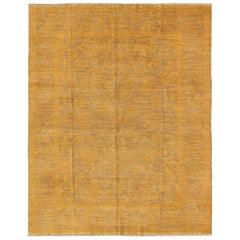 Fine Transitional Rug with Stylized Geometric Motifs in Tan and Bright Yellow
