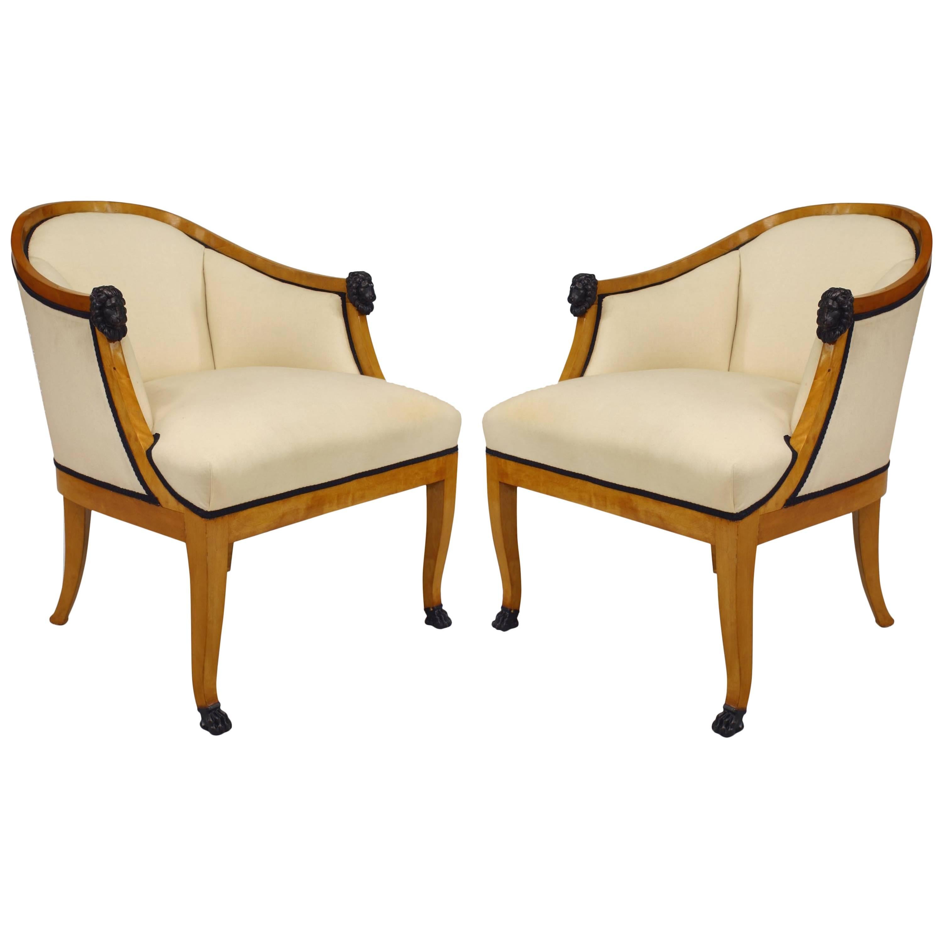 Pair of 20th Century Swedish Neoclassical Style Bergeres