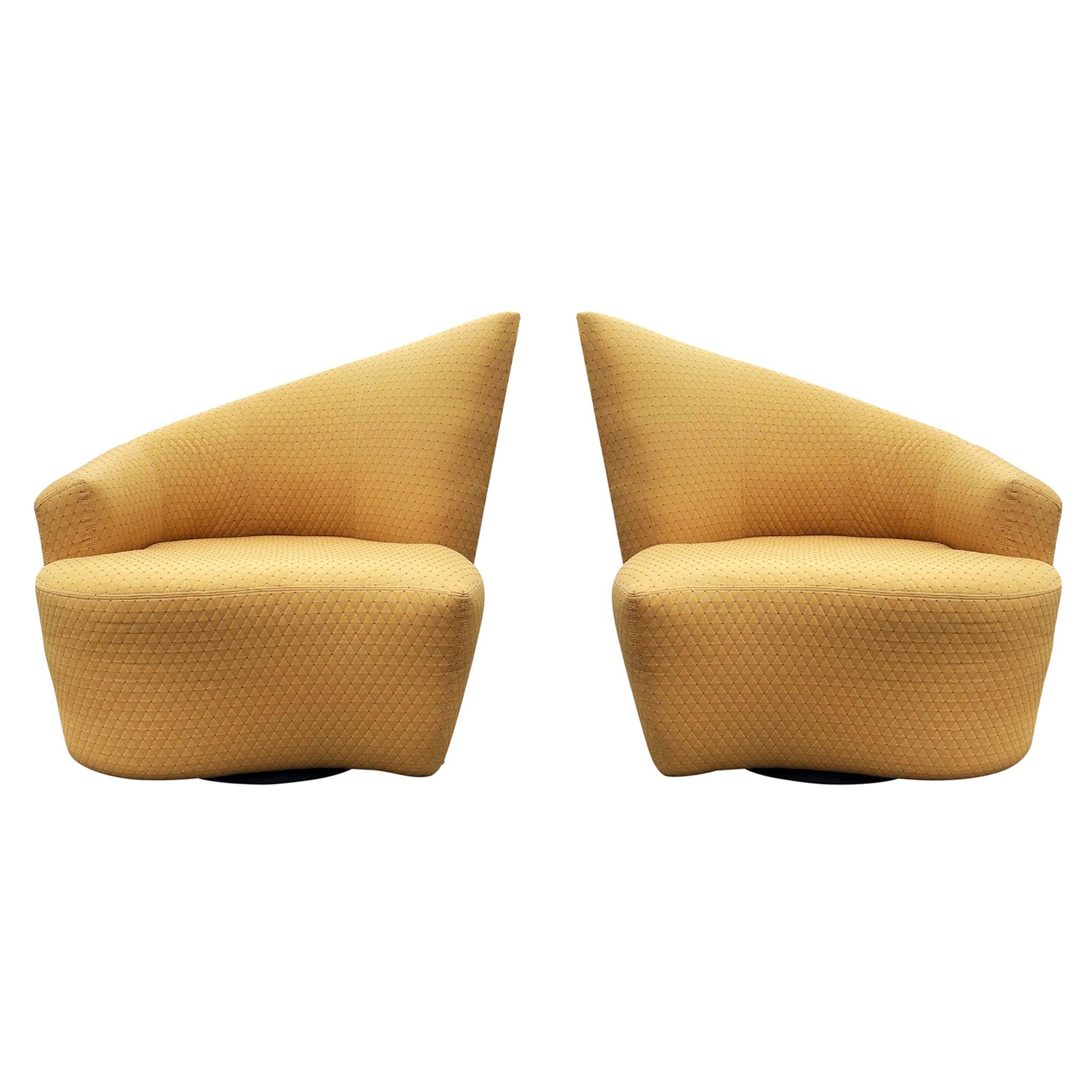 Mid-Century Modern Pair of Slipper Swivel Lounge Chairs by Preview