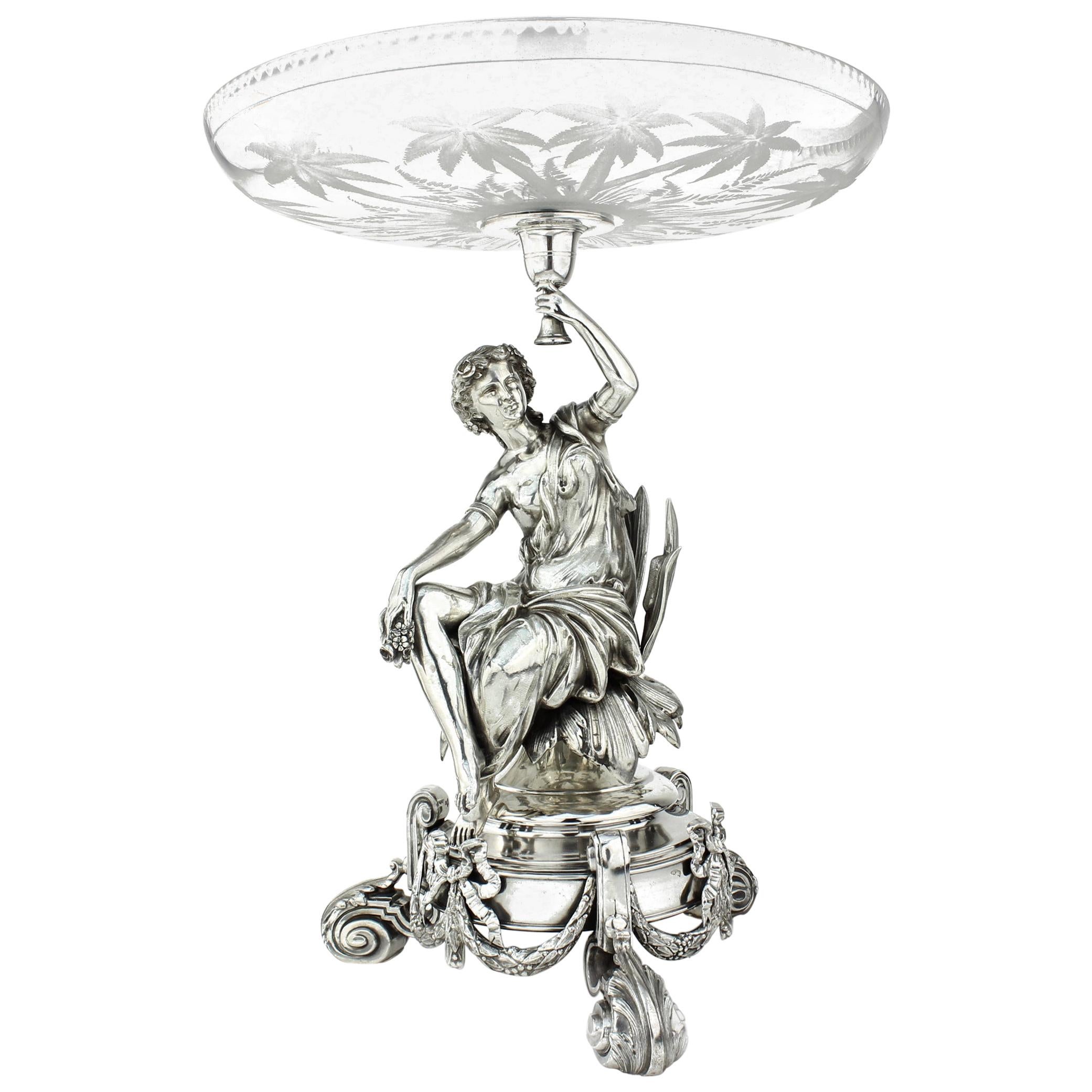 19th Century French Silver and Cut Glass Centrepiece, France, circa 1880