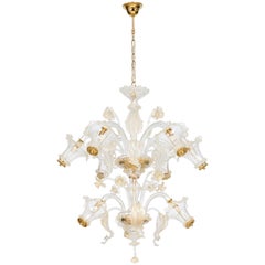 Golden Murano Glass Chandelier with 9 Lights, 21st Century, Italy