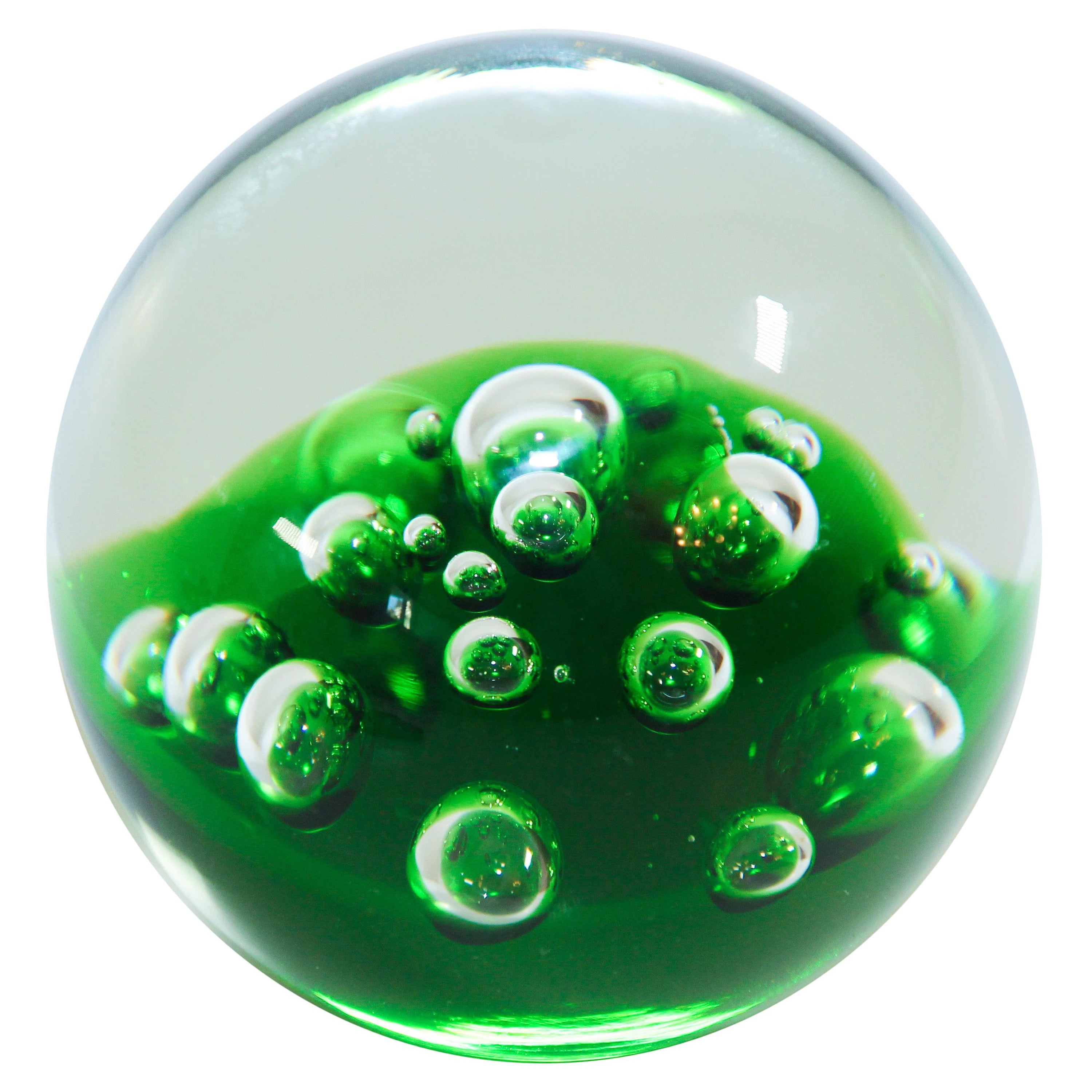 Kosta Boda Green and Clear Art Glass Collectable Paperweight For Sale